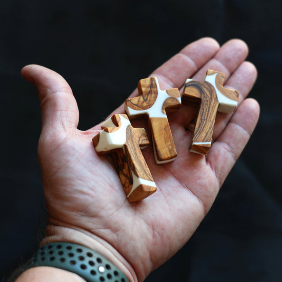 Reclaimed Olive & Resin Pocket Crosses