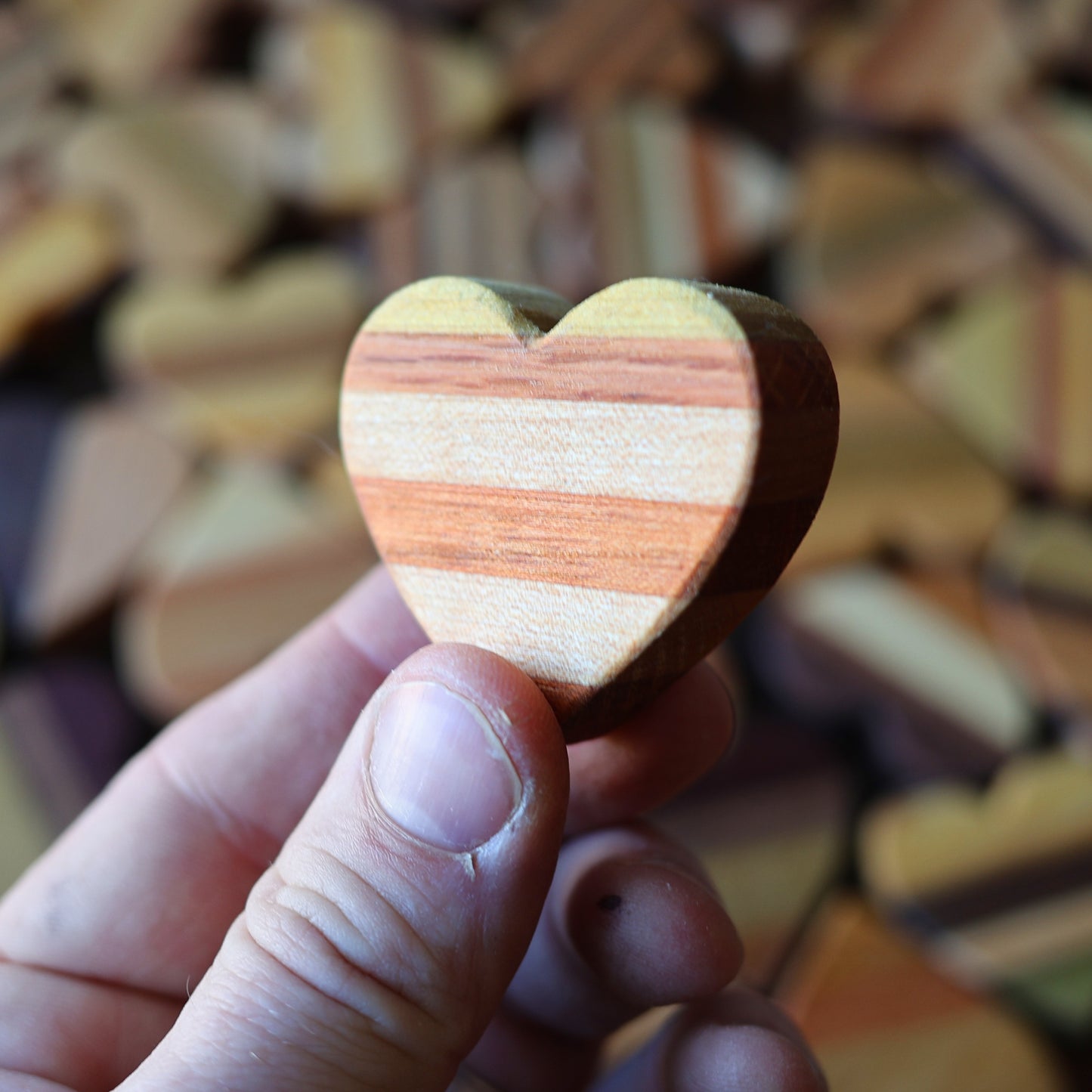 Striped Wooden Hearts