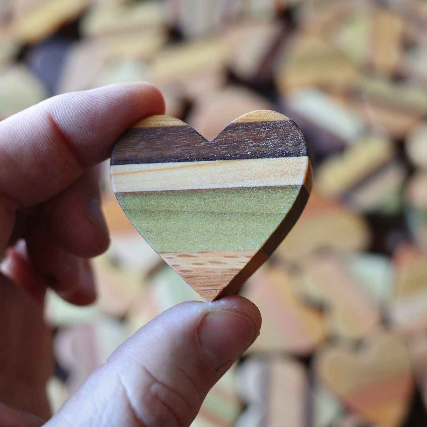 Striped Wooden Hearts
