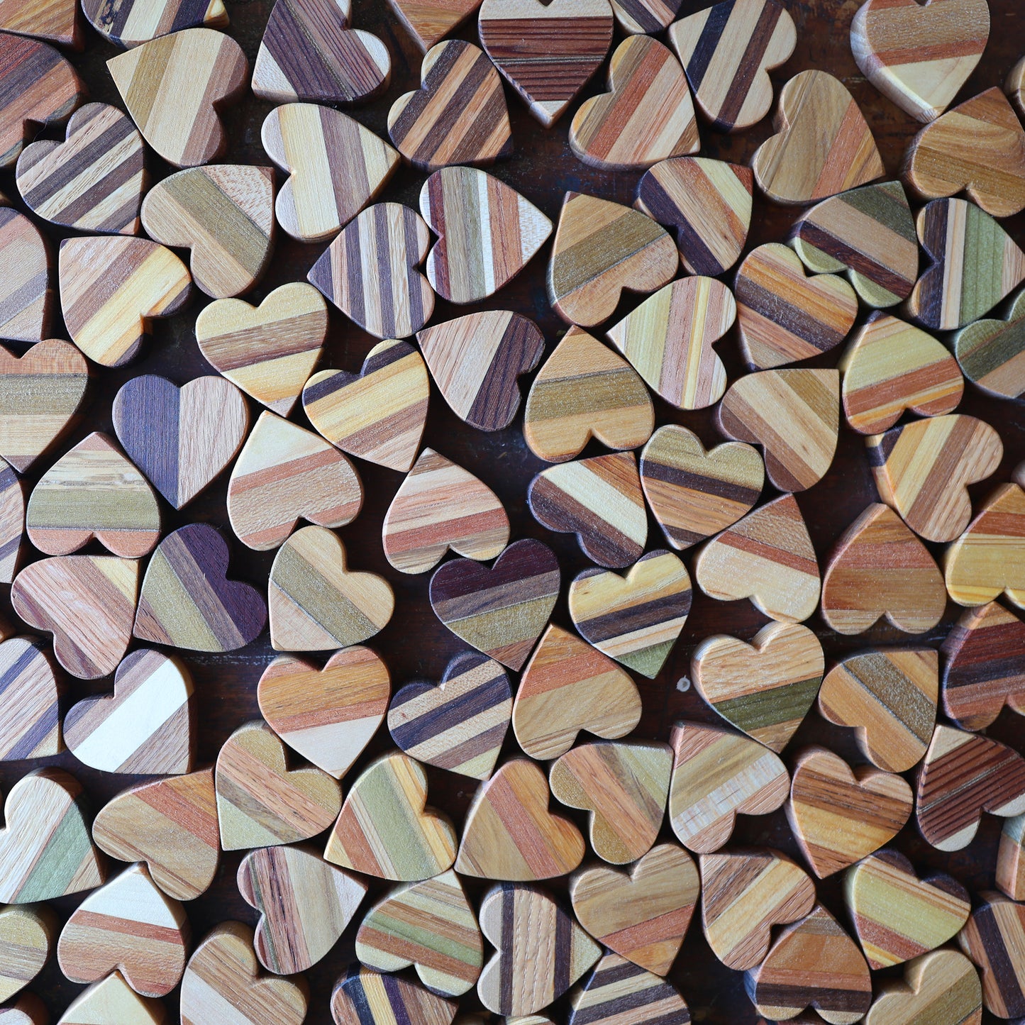 Striped Wooden Hearts