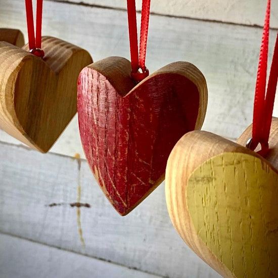 Wood Bat Heart Ornaments