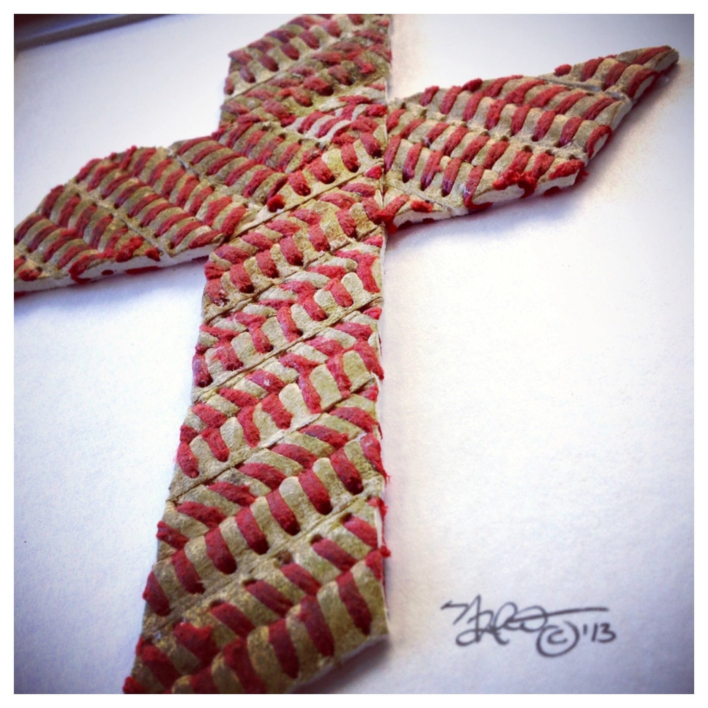 The Baseball Cross - Original Artwork Made from Actual Used Baseballs