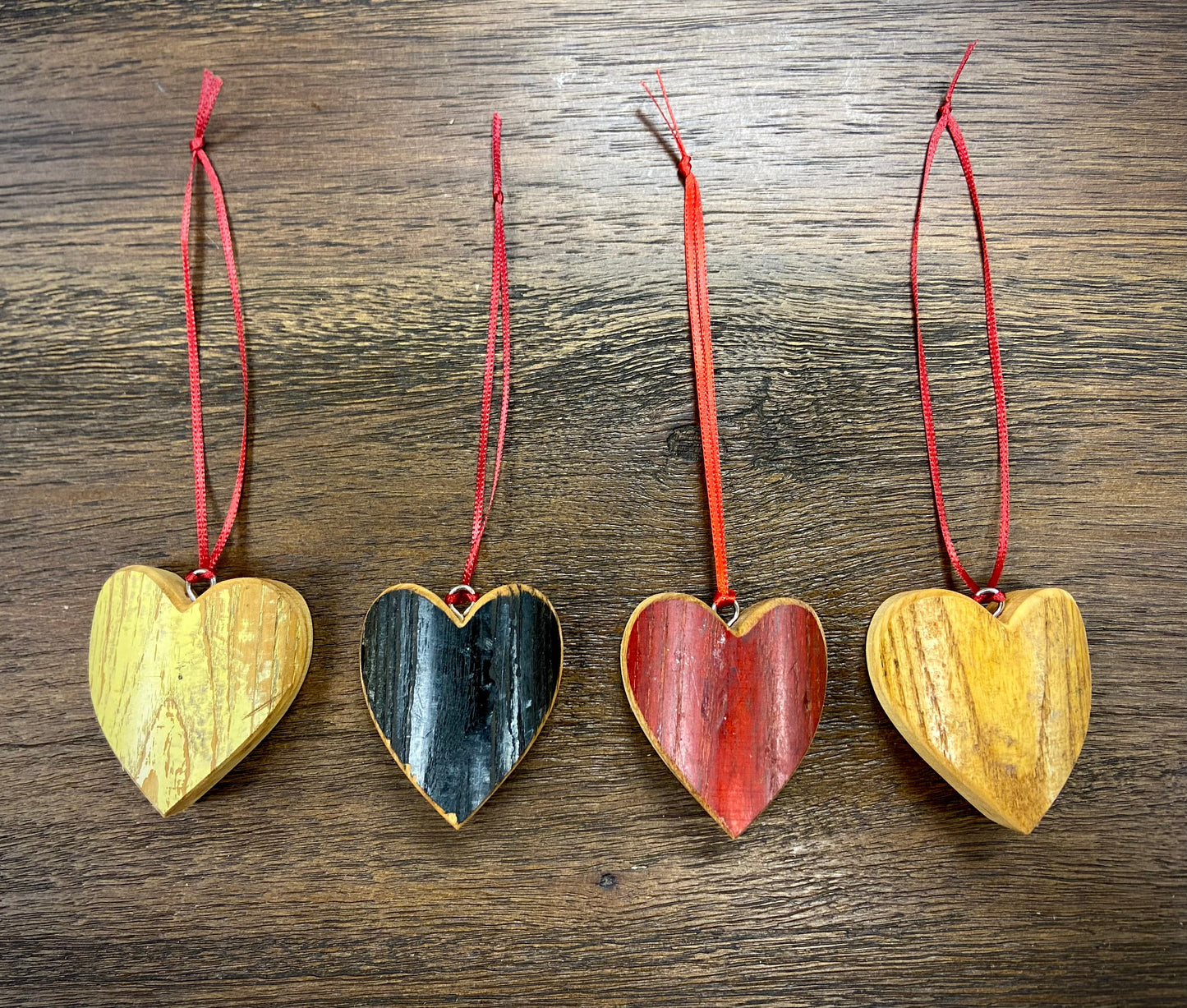 Wood Bat Heart Ornaments