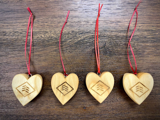 Wood Bat Heart Ornaments