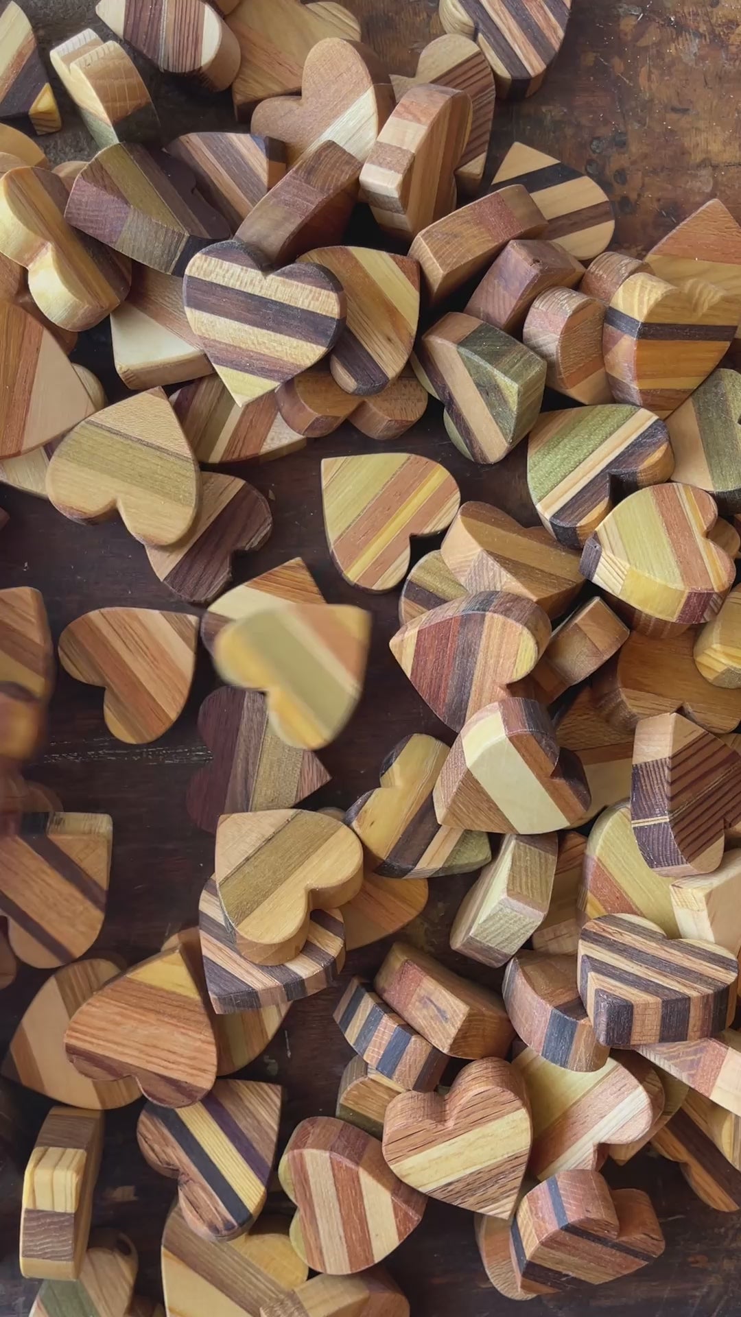 Load and play video in Gallery viewer, Striped Wooden Hearts
