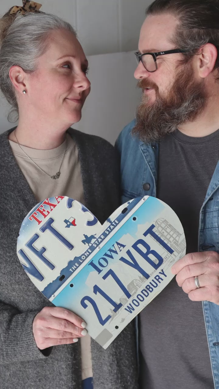 Load and play video in Gallery viewer, State Plate Heart Art
