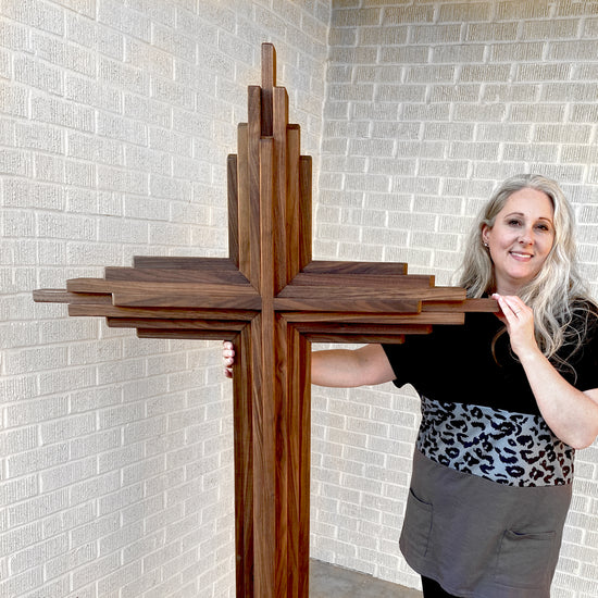Load image into Gallery viewer, Large Walnut Wood Cross
