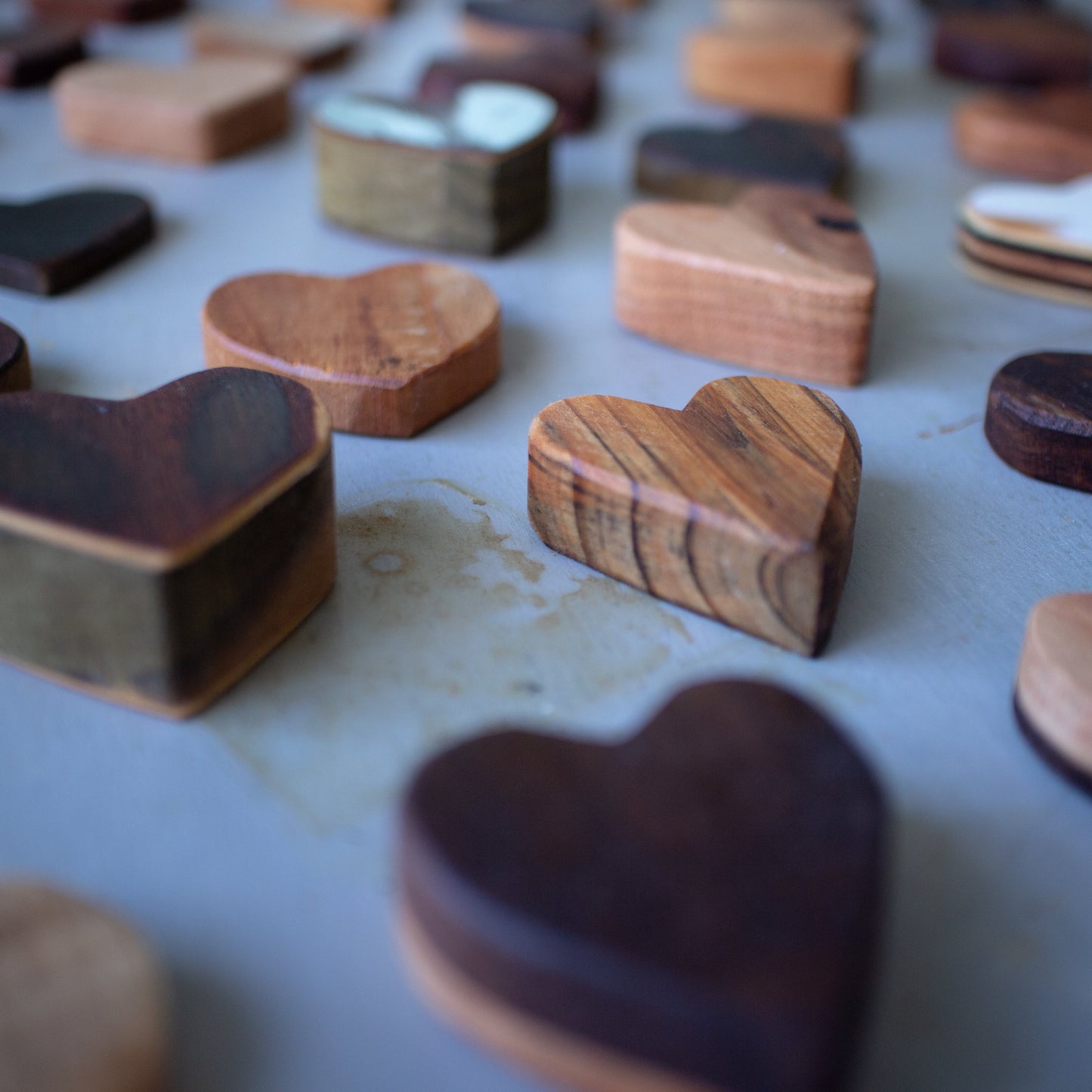 HANDMADE With Love Dash Heart/ 15-25mm / Unvarnished Wooden