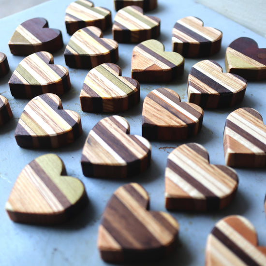 Striped Wooden Hearts