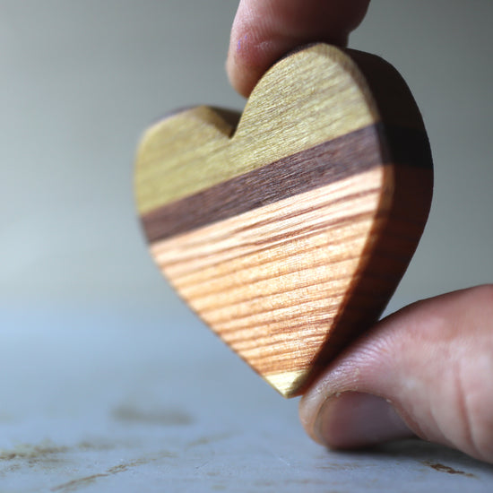 Striped Wooden Hearts