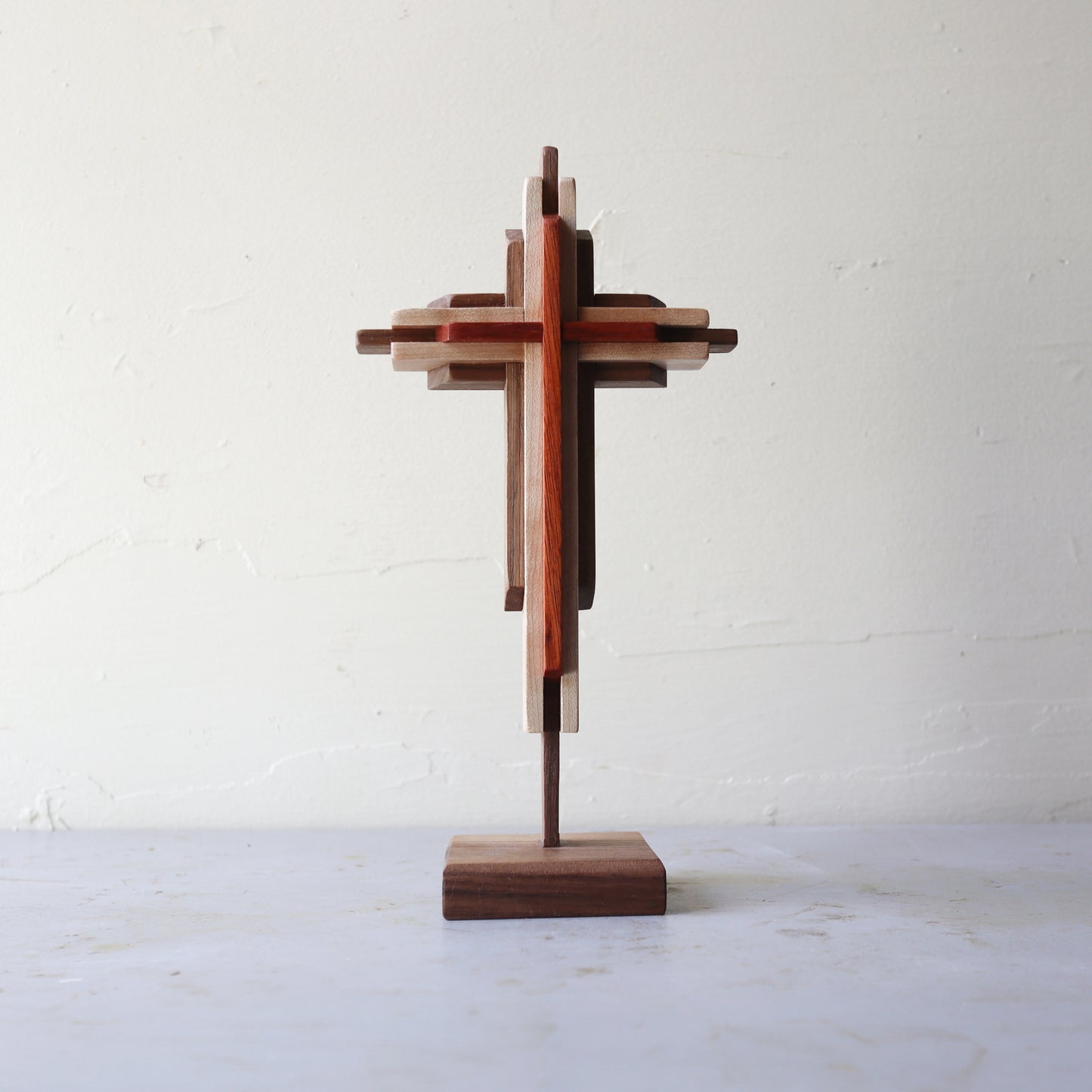 Small Layered Cross With Stand