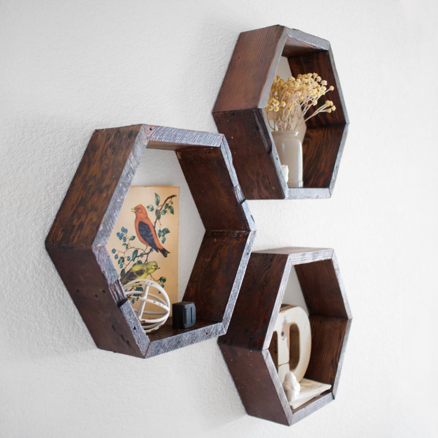 hexagon floating shelves